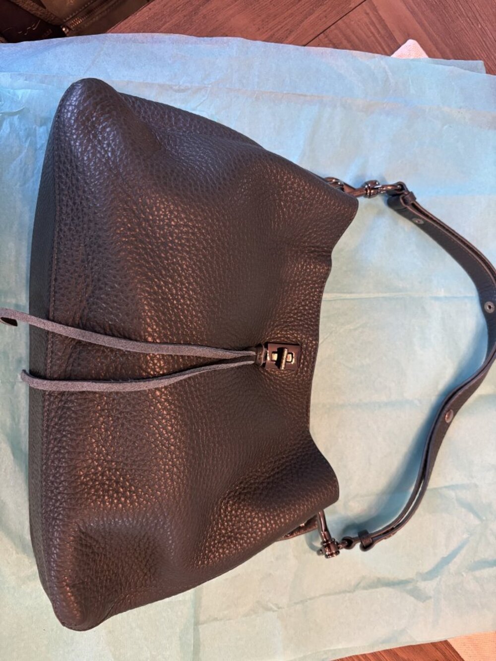 Rebecca Minkoff Darren medium studded leather shoulder bag in deep jade - Picture 2 of 8